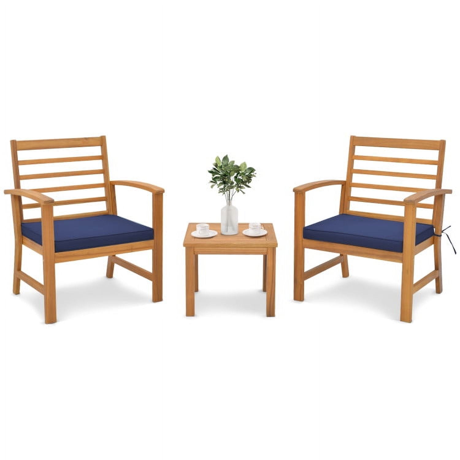 Aimee Lii 3 Pieces Outdoor Furniture Set with Stable Acacia Wood Frame, Patio Furniture Sets, Navy