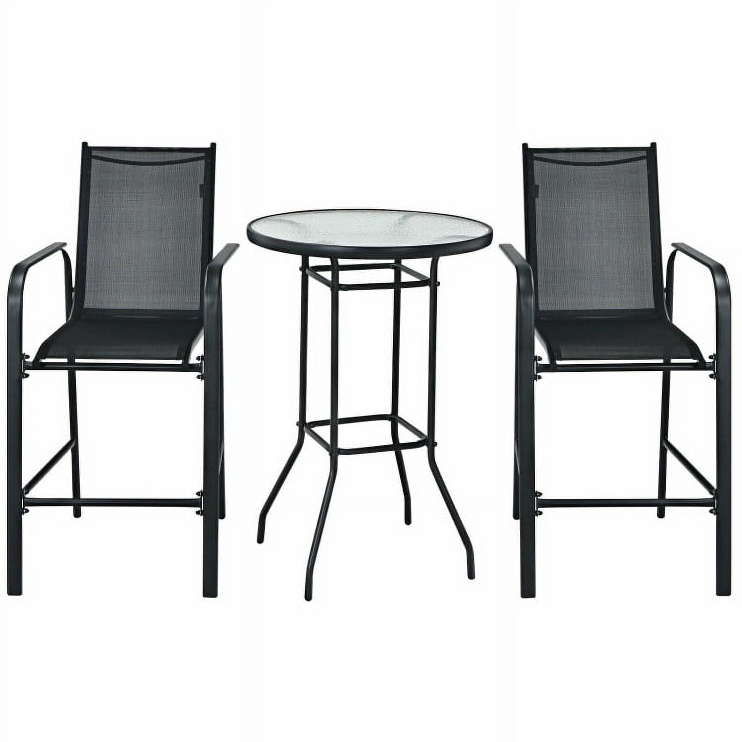 Aimee Lii 3 Pieces Outdoor Patio Bar Table Stool Set, Outdoor Patio Furniture, Black