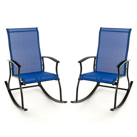 Aimee Lii 3 Pieces Outdoor Zero Gravity Rocker for Lawn, Porch, Backyard, Comfortable, Navy