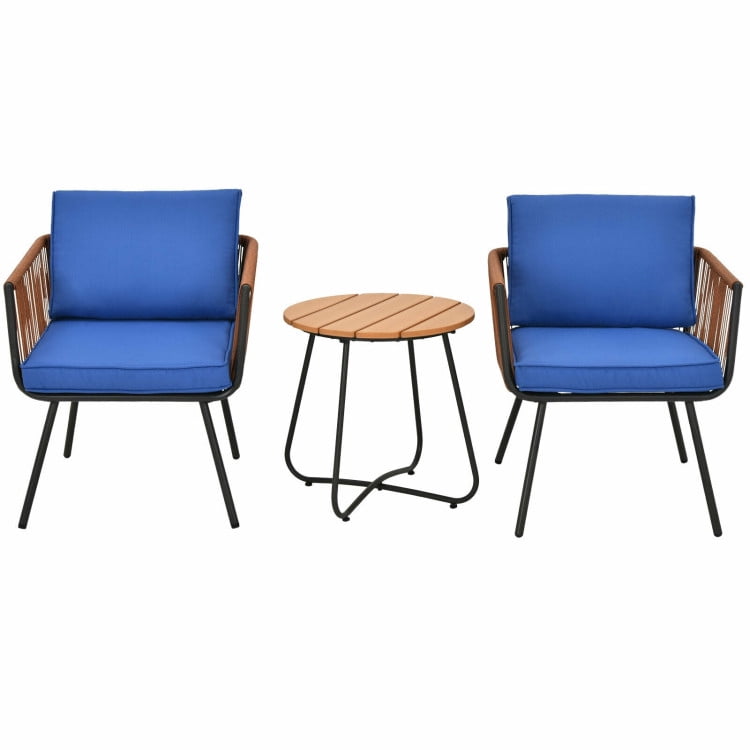 Aimee Lii 3 Pieces Patio Bistro Furniture Set with Armrest and Soft Cushions, Small Patio Set Aimee Lii 3 Pieces Patio Bistro Furniture Set with Armrest and Soft Cushions, Small Patio Set