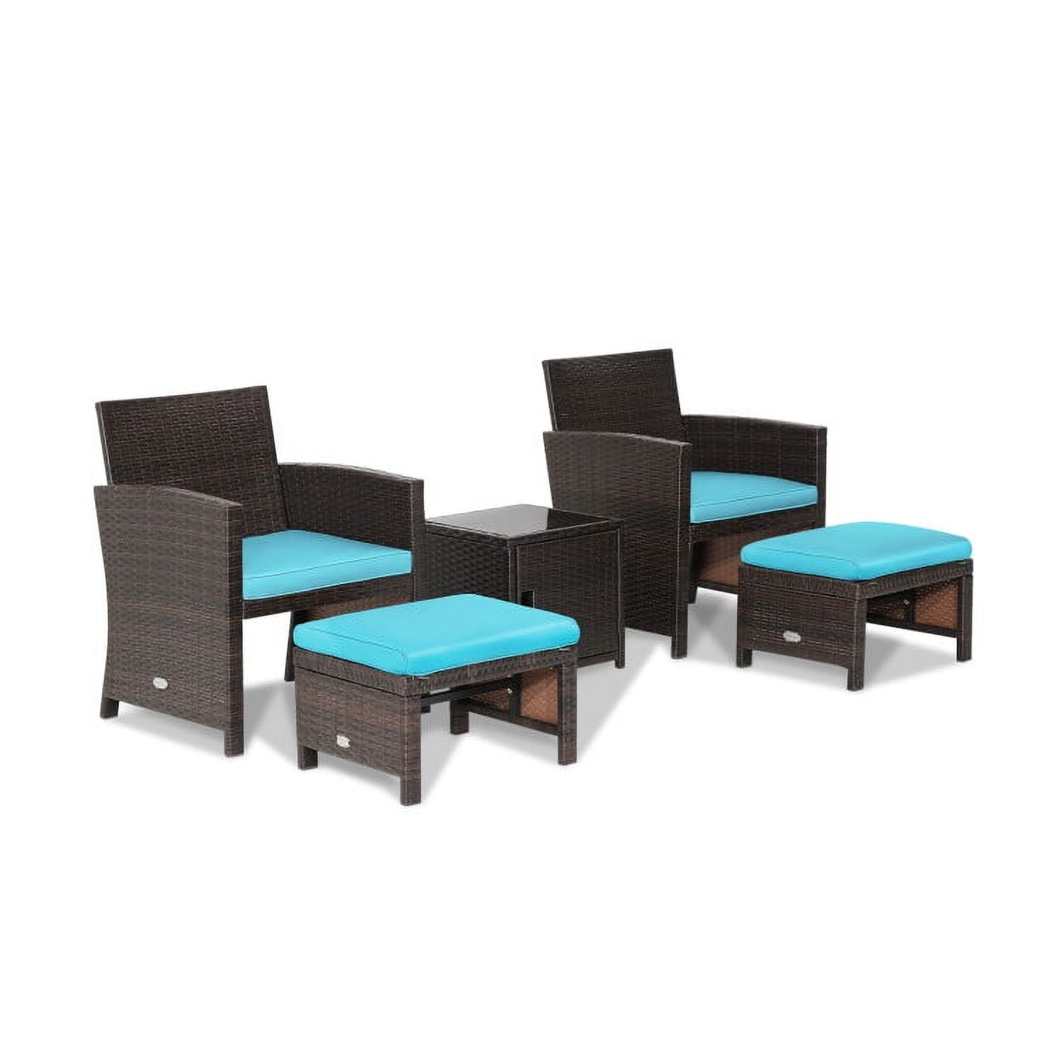 Aimee Lii 3 Pieces Patio Cushioned Wicker Conversation Set, Outdoor Sectional Set with with Glass Coffee Table, Turquoise Aimee Lii 3 Pieces Patio Cushioned Wicker Conversation Set, Outdoor Sectional Set with with Glass Coffee Table, Turquoise