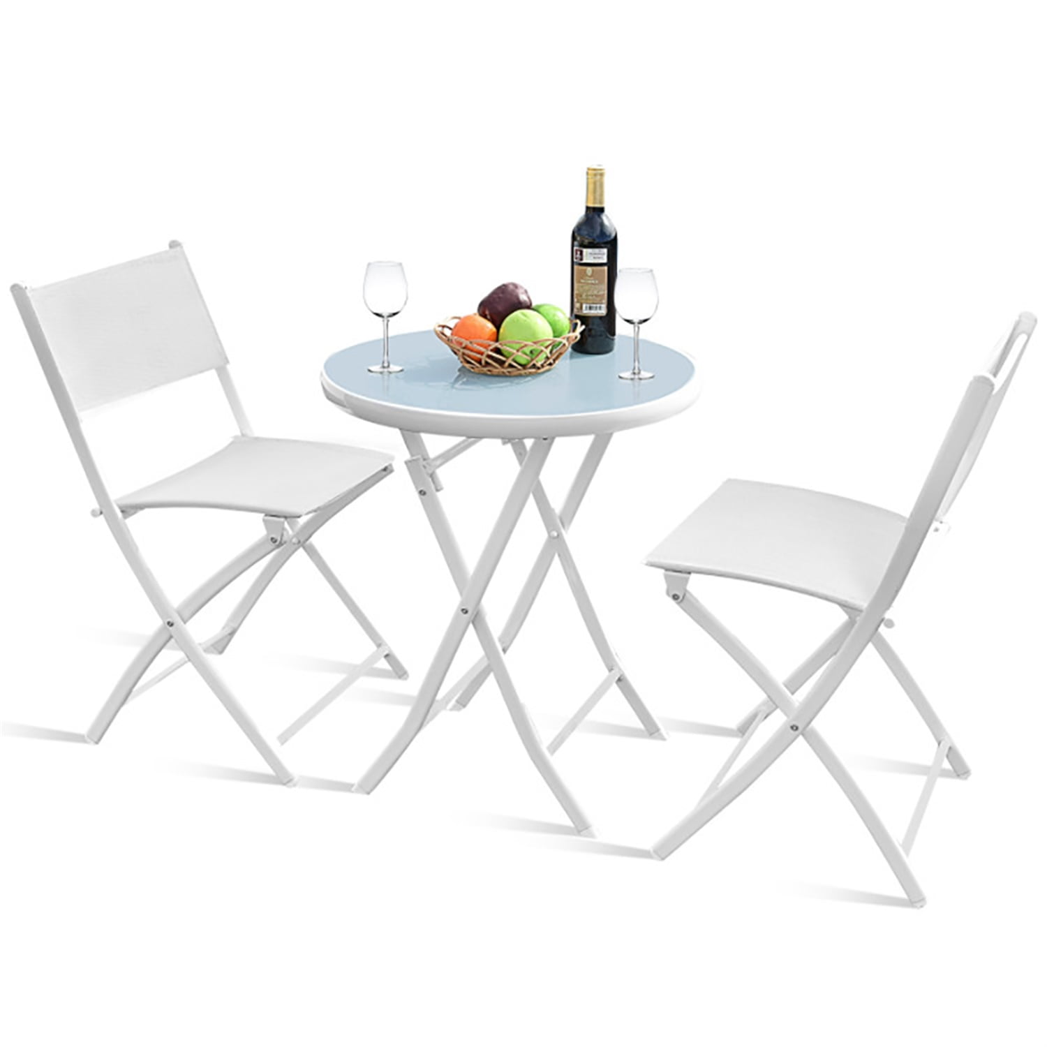 Aimee Lii 3 Pieces Patio Folding Bistro Set for Balcony or Outdoor Space, Wicker Patio Furniture