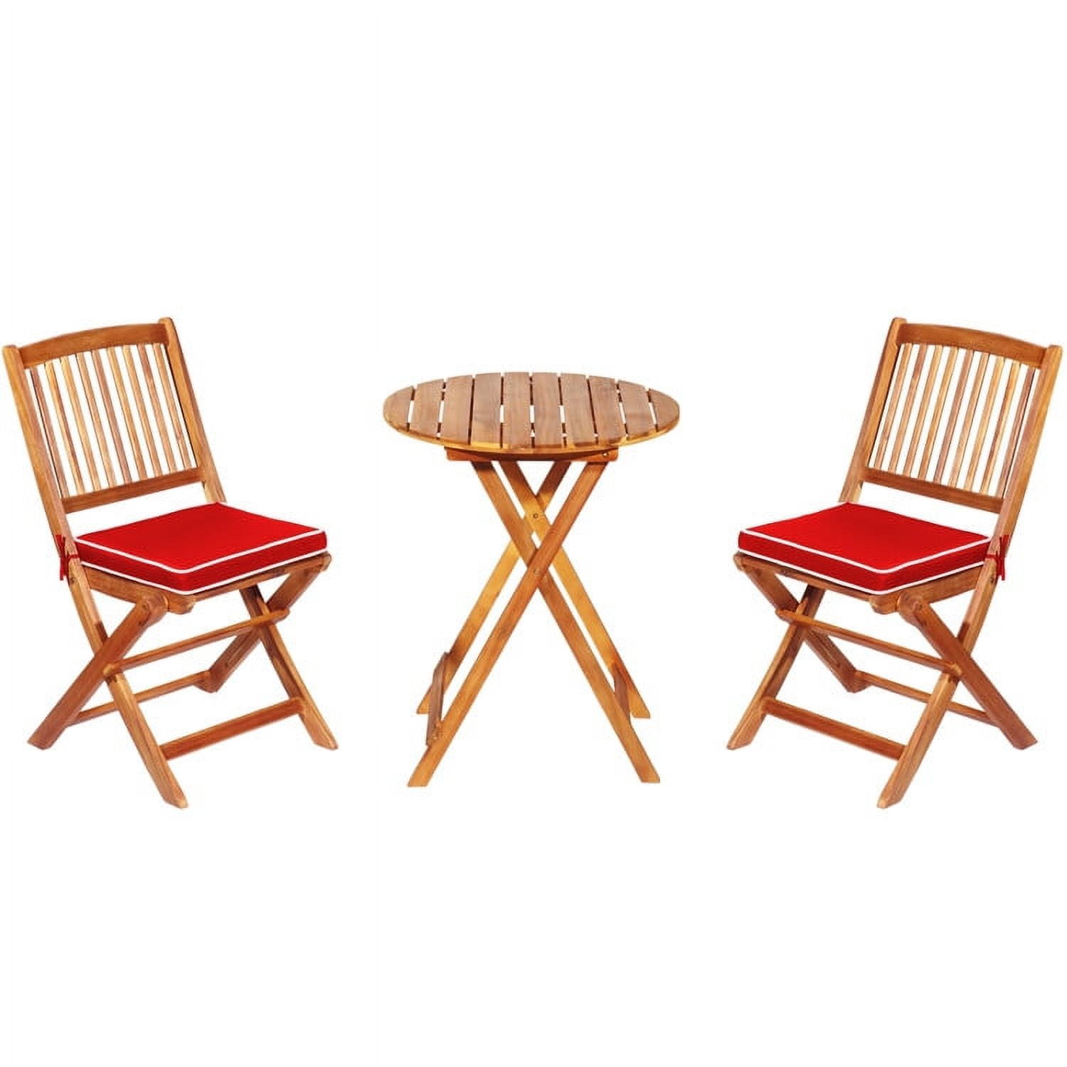 Aimee Lii 3 Pieces Patio Folding Bistro Set with Padded Cushion and Round Coffee Table, Red Aimee Lii 3 Pieces Patio Folding Bistro Set with Padded Cushion and Round Coffee Table, Red