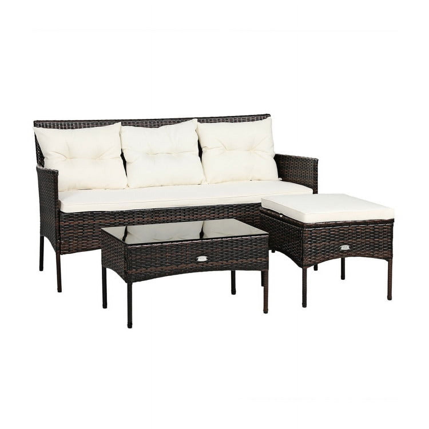 Aimee Lii 3 Pieces Patio Furniture Sectional Set with 5 Cozy Seat and Back Cushions, Outdoor Wicker Patio Furniture Set, White Aimee Lii 3 Pieces Patio Furniture Sectional Set with 5 Cozy Seat and Back Cushions, Outdoor Wicker Patio Furniture Set, White