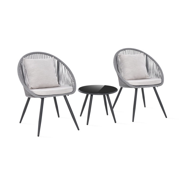 Aimee Lii 3 Pieces Patio Furniture Set with Seat and Back Cushions, Outdoor Patio Furniture Set, Gray