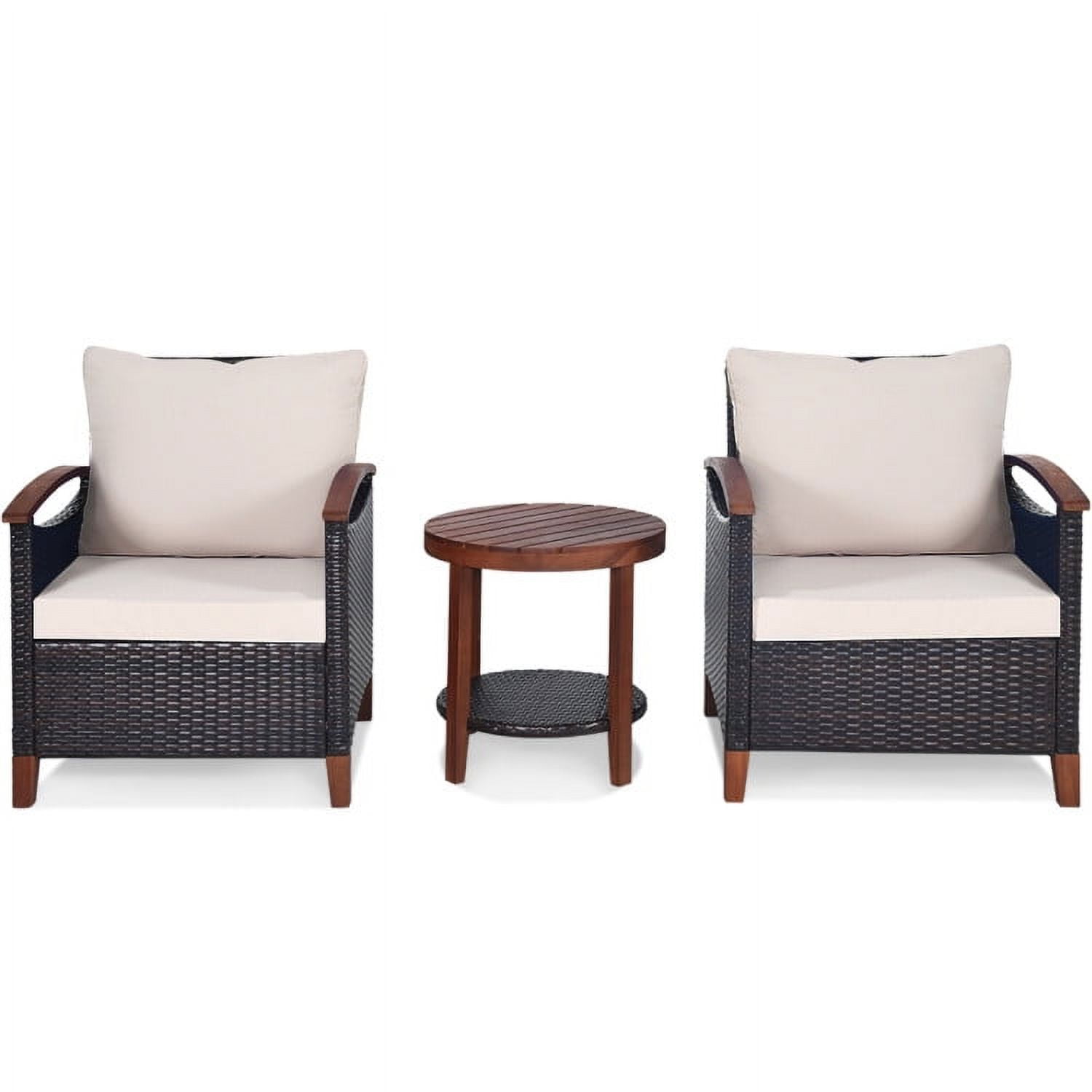 Aimee Lii 3 Pieces Patio Rattan Furniture Set with Washable Cushion and Acacia Wood Tabletop, Small Patio Set, A-Beige Aimee Lii 3 Pieces Patio Rattan Furniture Set with Washable Cushion and Acacia Wood Tabletop, Small Patio Set, A-Beige