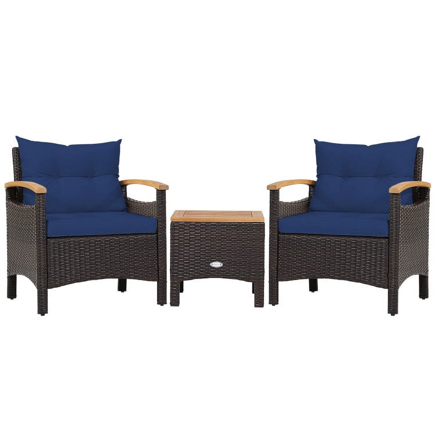 Aimee Lii 3 Pieces Patio Wicker Conversation Set, Outdoor Sectional Set with with Removable Cushion, Navy Aimee Lii 3 Pieces Patio Wicker Conversation Set, Outdoor Sectional Set with with Removable Cushion, Navy