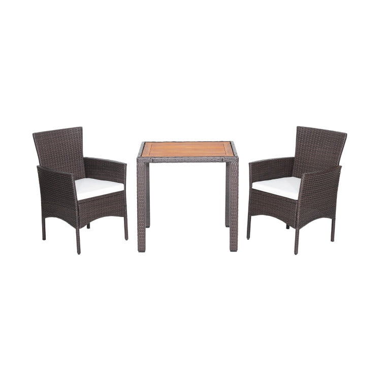 Aimee Lii 3 Pieces Patio Wicker Furniture Set with Acacia Wood Table Top, Outdoor Patio Set Aimee Lii 3 Pieces Patio Wicker Furniture Set with Acacia Wood Table Top, Outdoor Patio Set