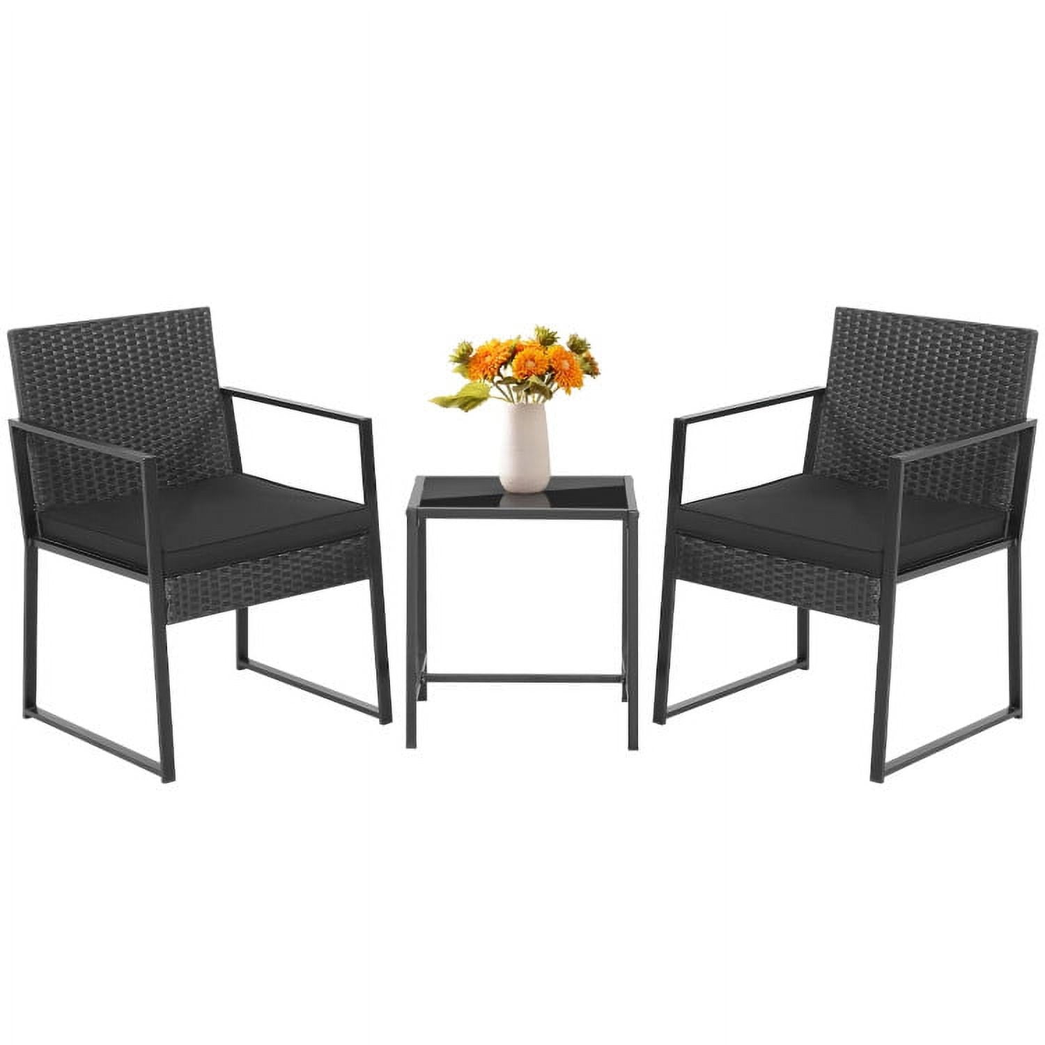 Aimee Lii 3 Pieces Patio Wicker Furniture Set with Coffee Table, Outdoor Patio Set, Black Aimee Lii 3 Pieces Patio Wicker Furniture Set with Coffee Table, Outdoor Patio Set, Black