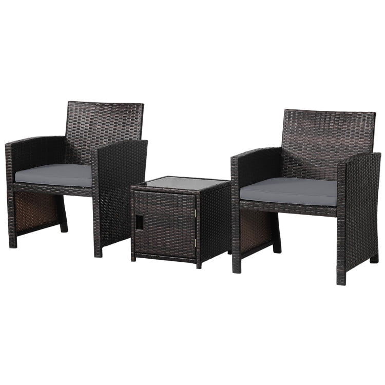 Aimee Lii 3 Pieces Patio Wicker Furniture Set with Storage Table and Protective Cover, Outdoor Patio Furniture, Gray Aimee Lii 3 Pieces Patio Wicker Furniture Set with Storage Table and Protective Cover, Outdoor Patio Furniture, Gray