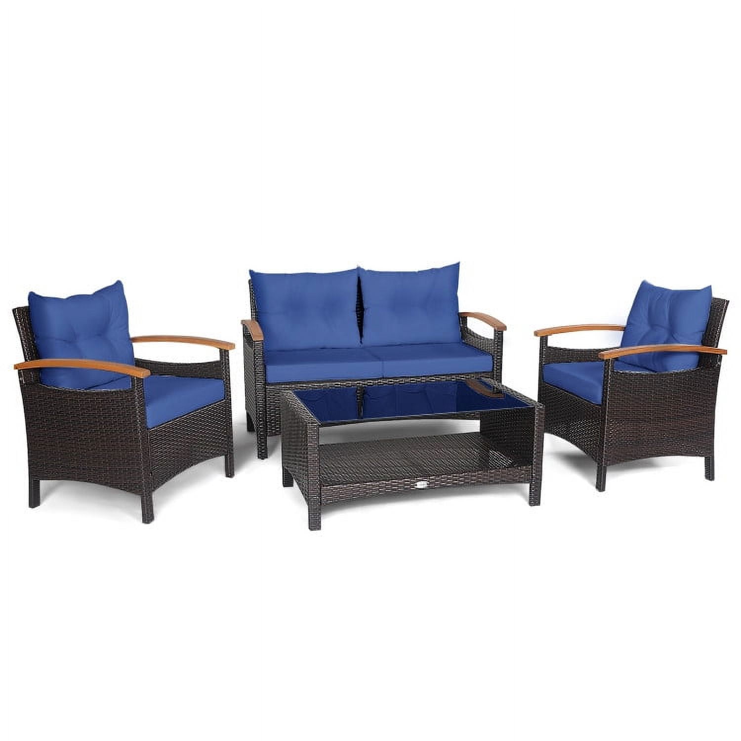 Aimee Lii 3 Pieces Patio Wicker Furniture Set with Storage Table and Protective Cover, Outdoor Patio Furniture, Navy Aimee Lii 3 Pieces Patio Wicker Furniture Set with Storage Table and Protective Cover, Outdoor Patio Furniture, Navy