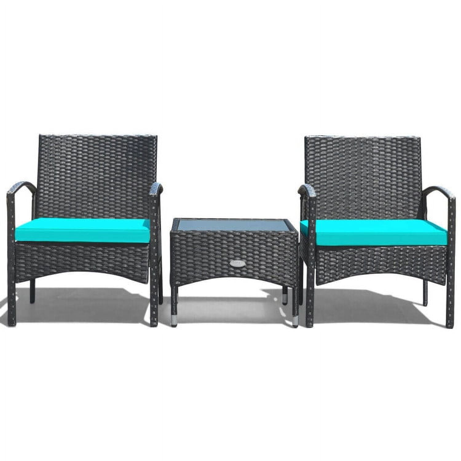 Aimee Lii 3 Pieces Patio Wicker Rattan Furniture Set with Cushion for Lawn Backyard, Rattaner Outdoor Patio Furniture, Turquoise Aimee Lii 3 Pieces Patio Wicker Rattan Furniture Set with Cushion for Lawn Backyard, Rattaner Outdoor Patio Furniture, Turquoise