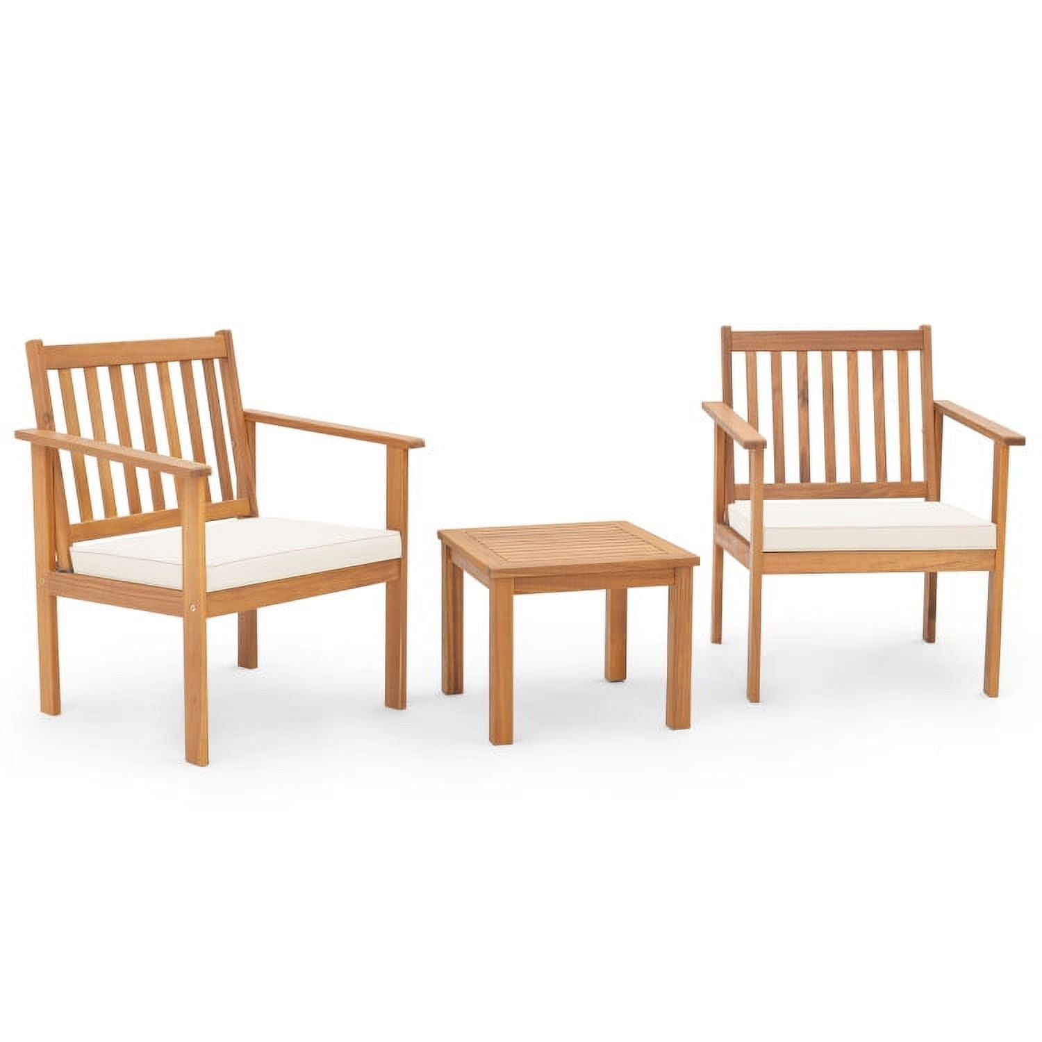 Aimee Lii 3 Pieces Patio Wood Furniture Set Acacia Wood Sofa Set with soft Cushions, Patio Furniture Sets, White Aimee Lii 3 Pieces Patio Wood Furniture Set Acacia Wood Sofa Set with soft Cushions, Patio Furniture Sets, White