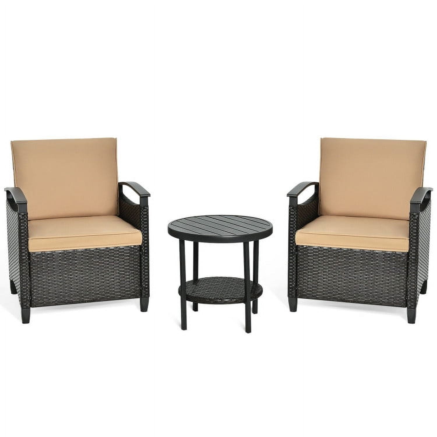 Aimee Lii 3 Pieces Wicker Patio Furniture Set, Cushioned Sofa, Small Patio Set with Round Coffee Table