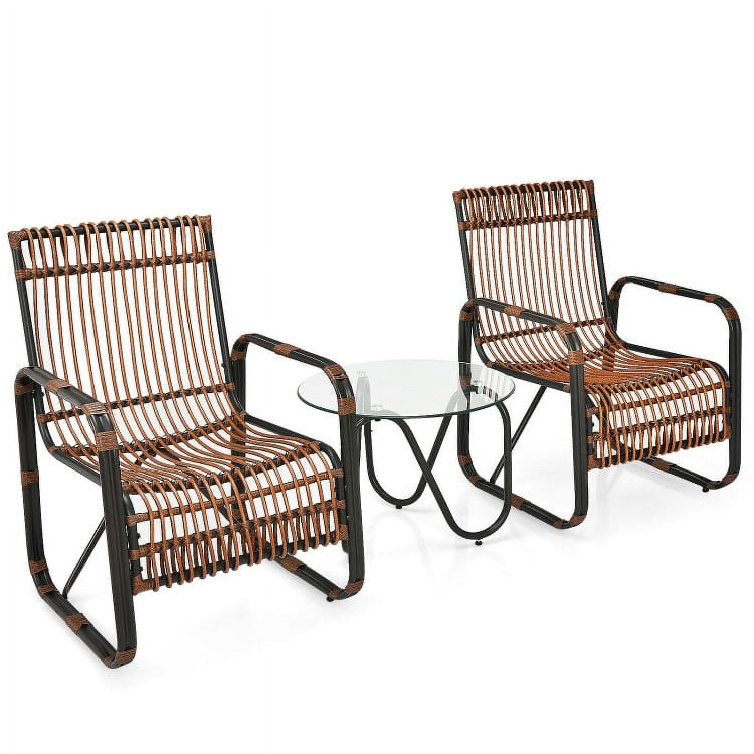 Aimee Lii 3 Pieces Wicker Patio Furniture Set with 2 Single Wicker Chairs and Glass Side Table Aimee Lii 3 Pieces Wicker Patio Furniture Set with 2 Single Wicker Chairs and Glass Side Table