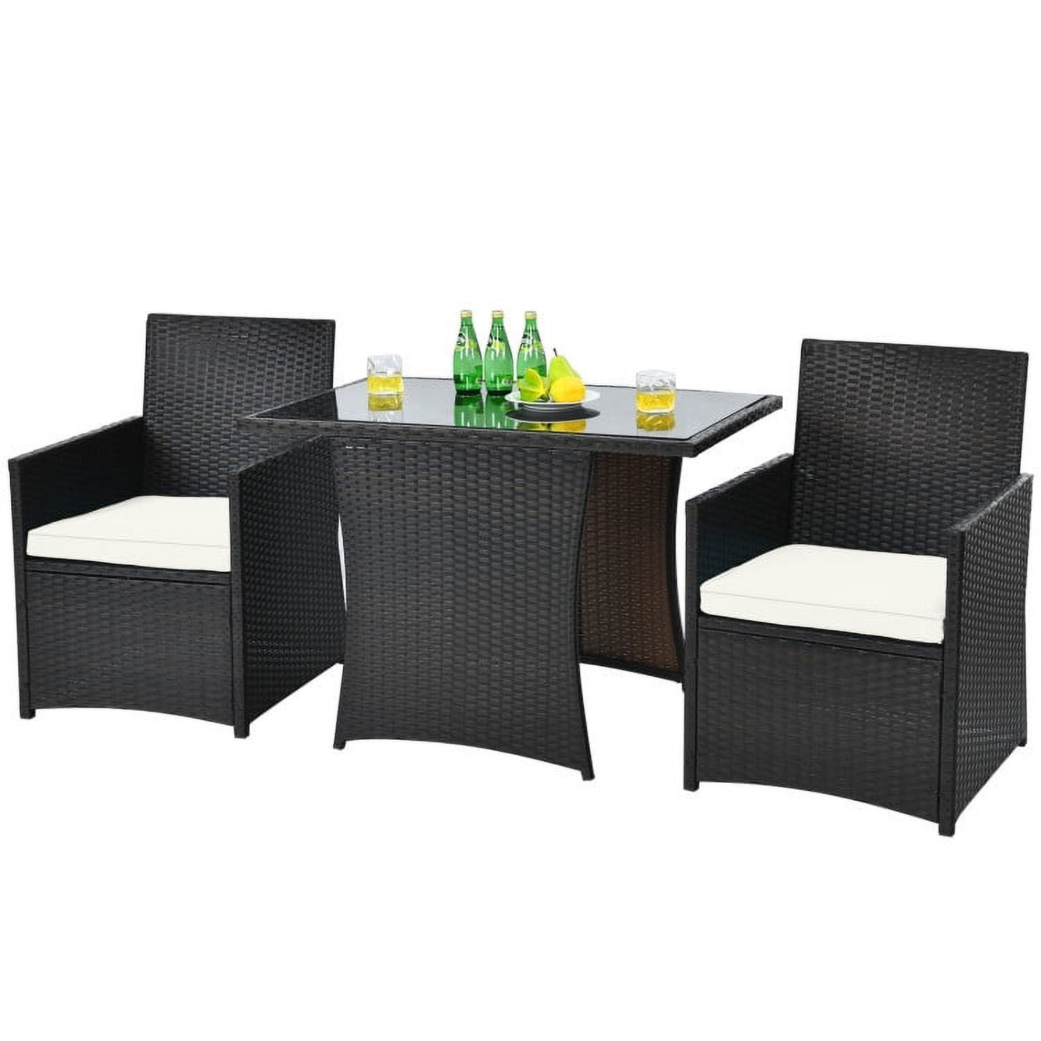 Aimee Lii 3 Pieces Wicker Patio Furniture Set with Cushion and Sofa Armrest, Small Patio Set, White Aimee Lii 3 Pieces Wicker Patio Furniture Set with Cushion and Sofa Armrest, Small Patio Set, White