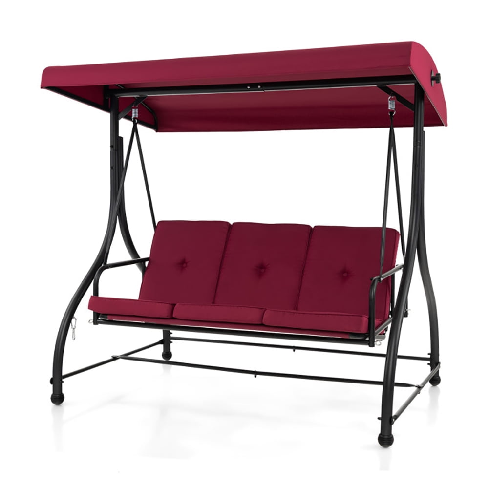 Aimee Lii 3 Seat Outdoor Porch Swing with Adjustable Canopy, Outdoor Swings for Adults, Wine Aimee Lii 3 Seat Outdoor Porch Swing with Adjustable Canopy, Outdoor Swings for Adults, Wine