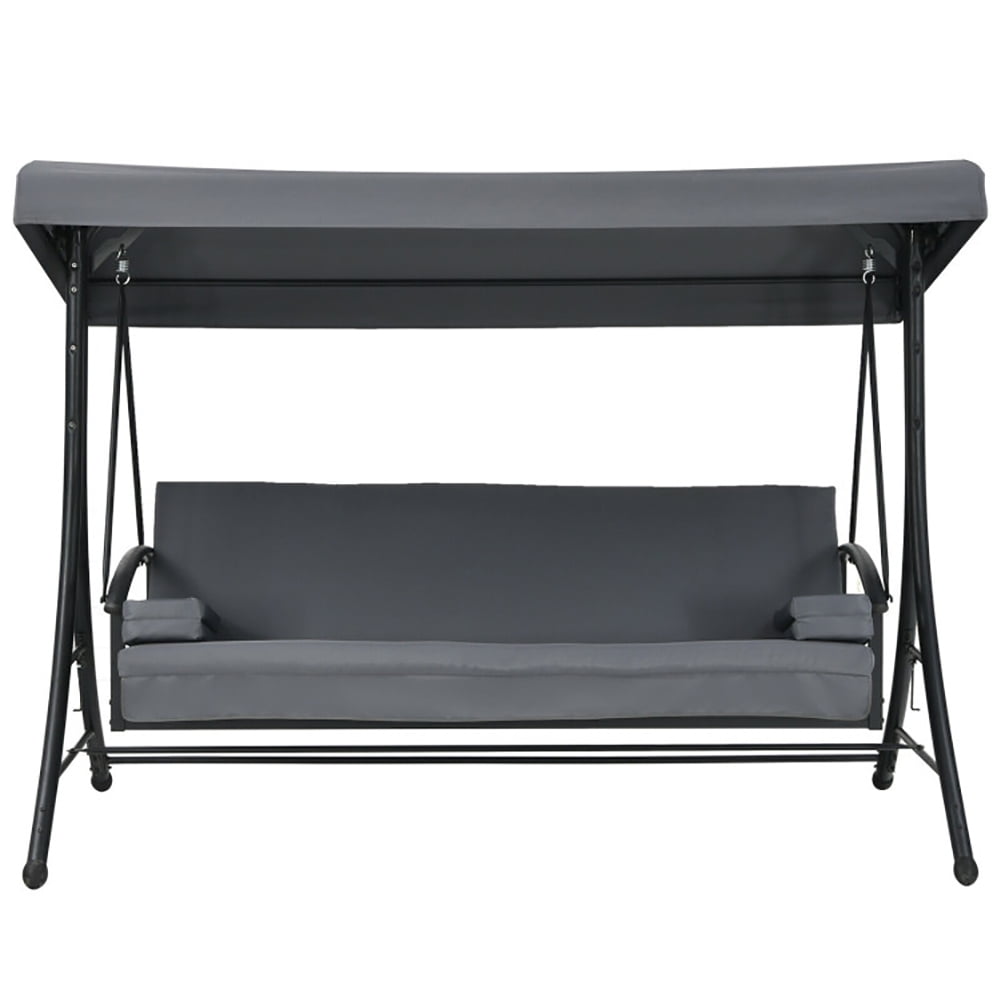 Aimee Lii 3-Seat Patio Outdoor Swing with Adjustable Tilt Canopy, Comfy Outdoor Chair, Gray Aimee Lii 3-Seat Patio Outdoor Swing with Adjustable Tilt Canopy, Comfy Outdoor Chair, Gray