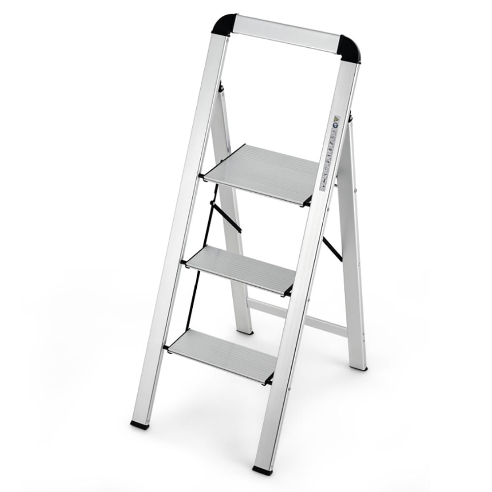 Aimee Lii 3-Step Ladder Aluminum Folding Step Stool with Non-Slip Pedal and Footpads, Step Stool Foldable, Sliver Aimee Lii 3-Step Ladder Aluminum Folding Step Stool with Non-Slip Pedal and Footpads, Step Stool Foldable, Sliver