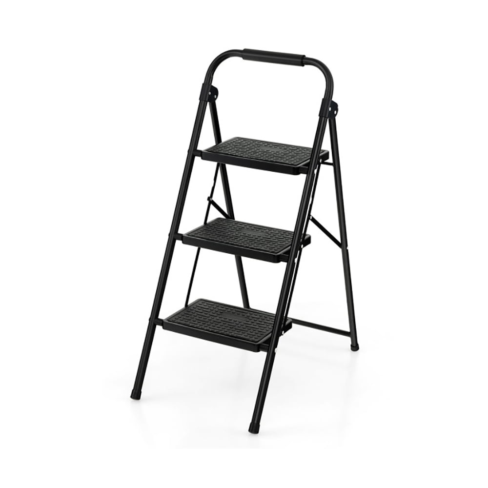 Aimee Lii 3-Step Ladder with Wide Anti-Slip Pedal-3-Step, Step Stool Foldable, Black Aimee Lii 3-Step Ladder with Wide Anti-Slip Pedal-3-Step, Step Stool Foldable, Black