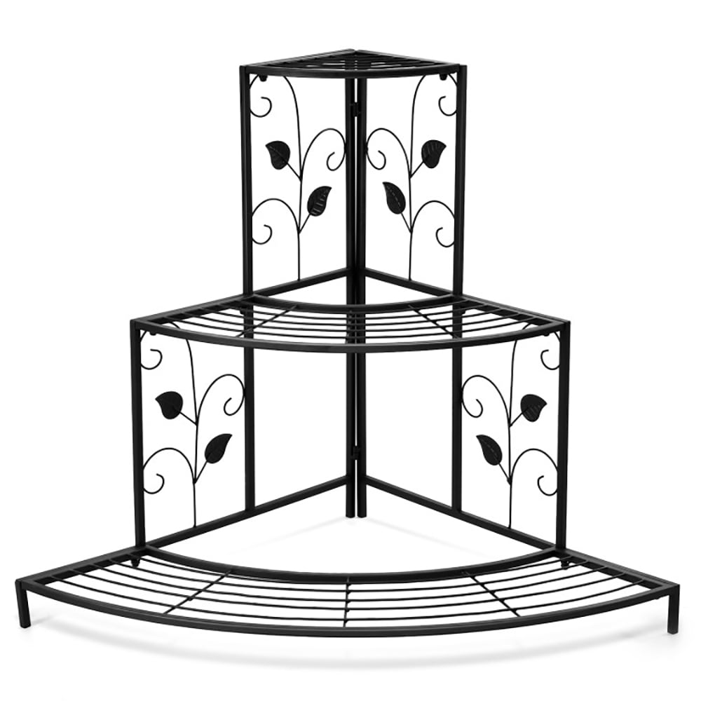 Aimee Lii 3 Tier Floral Corner Metal Plant Pot Rack, Flower Display Rack Holder for Living Room Balcony, Stable and Space-Saving