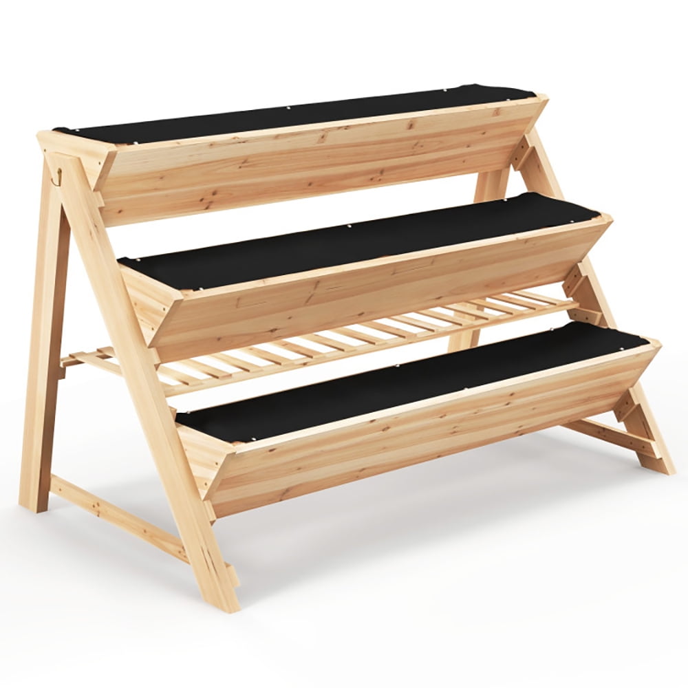 Aimee Lii 3-Tier Garden Bed with Storage Shelf 2 Hanging Hooks and 3 Bed Liners, Tiered Planters for Outdoor Plants Aimee Lii 3-Tier Garden Bed with Storage Shelf 2 Hanging Hooks and 3 Bed Liners, Tiered Planters for Outdoor Plants