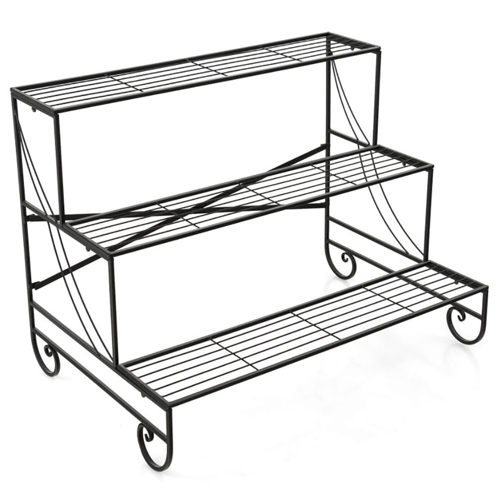 Aimee Lii 3-Tier Mental Plant Stand with Grid Shelf, Plant Stand Indoor, Plant Display Stand for Living Room, Balcony, Black Aimee Lii 3-Tier Mental Plant Stand with Grid Shelf, Plant Stand Indoor, Plant Display Stand for Living Room, Balcony, Black