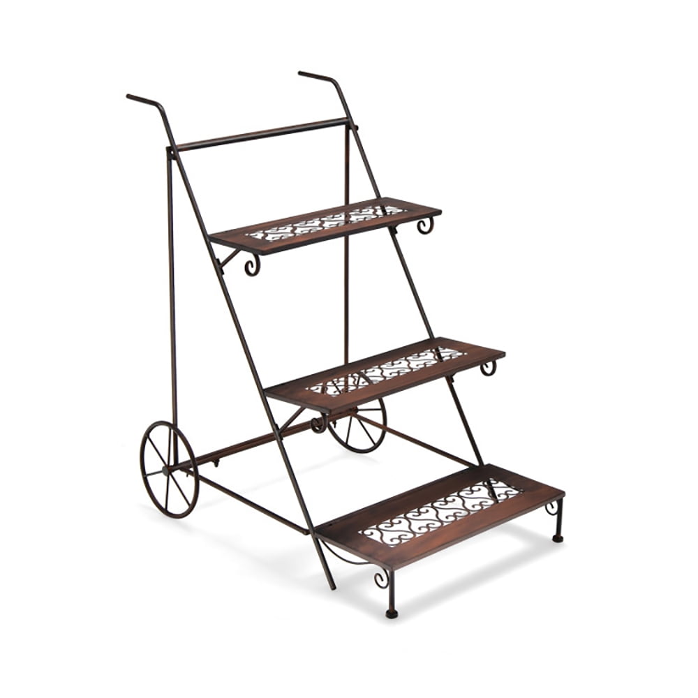 Aimee Lii 3-Tier Metal Plant Stand with Wheels and Handle for Balcony, Plant Display Stand for Living Room, Balcony Aimee Lii 3-Tier Metal Plant Stand with Wheels and Handle for Balcony, Plant Display Stand for Living Room, Balcony