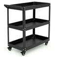 thumbnail image 1 of Aimee Lii 3-Tier Rolling Tool Cart with Spacious Shelves, 4 Universal Wheels and 2 Brakes, Indoor Outdoor Garage Shelves, Metal Organizer Utility Rack-Black, 1 of 10