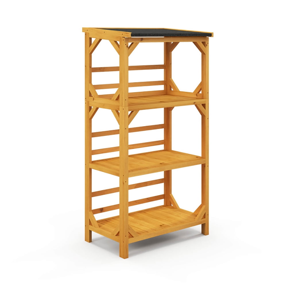 Aimee Lii 3-Tier Wooden Plant Stand with Weatherproof Asphalt Roof for Patio, Multi Tier Plant Stand Outdoor, Plant Display Stand for Patio, Natural Aimee Lii 3-Tier Wooden Plant Stand with Weatherproof Asphalt Roof for Patio, Multi Tier Plant Stand Outdoor, Plant Display Stand for Patio, Natural
