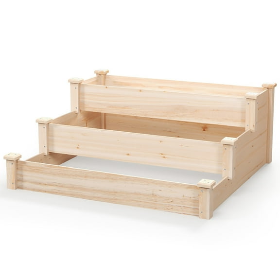 Aimee Lii 3-Tier Wooden Raised Garden Bed for Backyard Patio Gardening, Planters for Outdoor Plants, Planter Boxes Outdoor