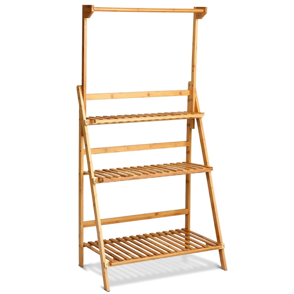 Aimee Lii 3 Tiers Bamboo Hanging Folding Plant Shelf Stand, Vertical Shelf Flower Display Rack Holder, Stable and Space-Saving Aimee Lii 3 Tiers Bamboo Hanging Folding Plant Shelf Stand, Vertical Shelf Flower Display Rack Holder, Stable and Space-Saving