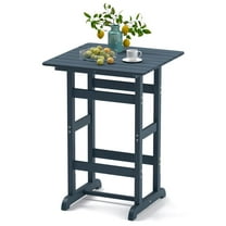 Aimee Lii 30 Inch Square Bar Table Dining Table with Slatted Tabletop, Patio Furniture for Outdoor Garden Backyard Pool Deck-Navy