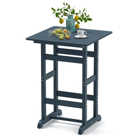 Aimee Lii 30 Inch Square Bar Table Dining Table with Slatted Tabletop, Patio Furniture for Outdoor Garden Backyard Pool Deck-Navy
