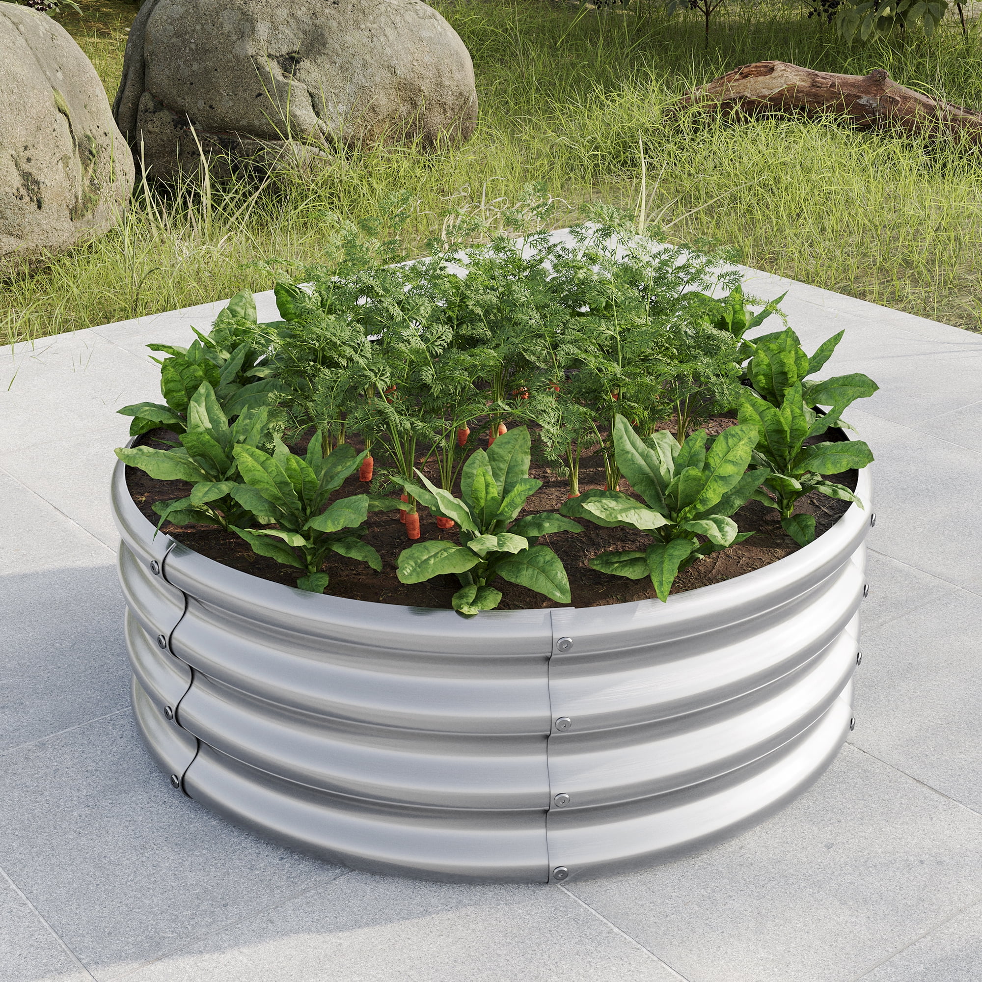 Aimee Lii 32x11.4" Tall Round Raised Garedn Bed, Metal Raised Beds for Vegetables, Outdoor Garden Raised Planter Box, Backyard Patio Planter Raised Beds for Flowers, Herbs, Fruits, Silver Aimee Lii 32x11.4" Tall Round Raised Garedn Bed, Metal Raised Beds for Vegetables, Outdoor Garden Raised Planter Box, Backyard Patio Planter Raised Beds for Flowers, Herbs, Fruits, Silver
