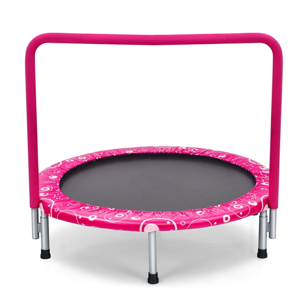 Aimee Lii 36 Inch Kids Trampoline Mini Rebounder with Full Covered Handrail, Outdoor Kids Trampoline, Pink
