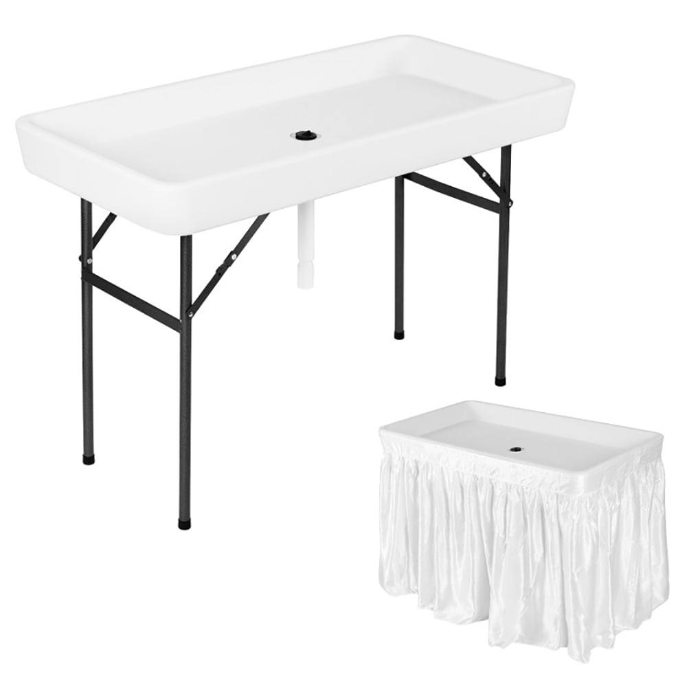 Aimee Lii 4 Feet Plastic Party Ice Folding Table with Matching Skirt, Picnic Camping Table for Adults Aimee Lii 4 Feet Plastic Party Ice Folding Table with Matching Skirt, Picnic Camping Table for Adults