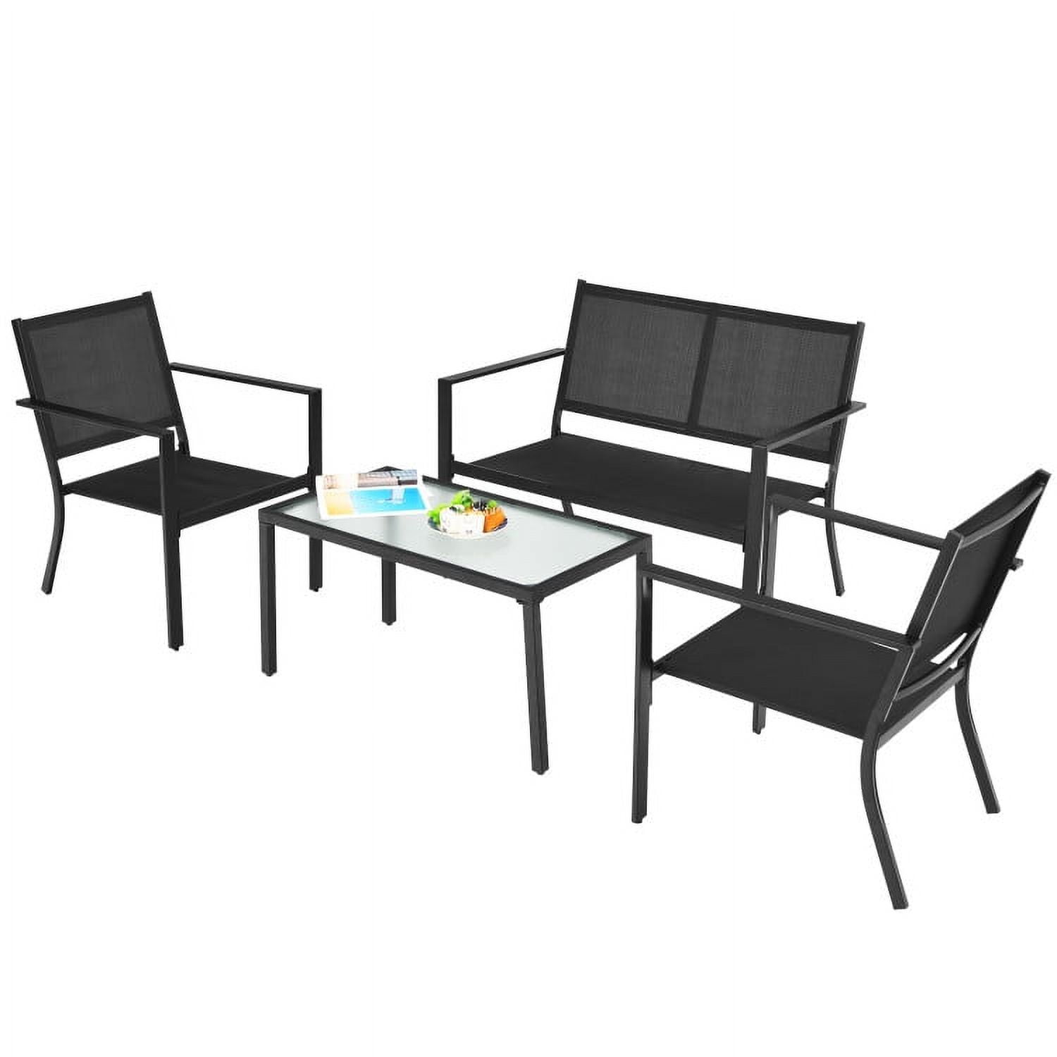 Aimee Lii 4 PCS Patio Furniture Set Sofa with Coffee Table Steel Frame, Outdoor Patio Furniture Sets, Gray Aimee Lii 4 PCS Patio Furniture Set Sofa with Coffee Table Steel Frame, Outdoor Patio Furniture Sets, Gray