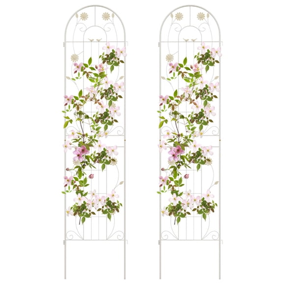 Aimee Lii 4 Pack 71 x 20 Inch Metal Garden Trellis for Climbing Plants, Plant Support Climbing Vines and Flowers Stands Vegetables Patio Metal Lattices Grid Panels for Ivy Cucumbers, White