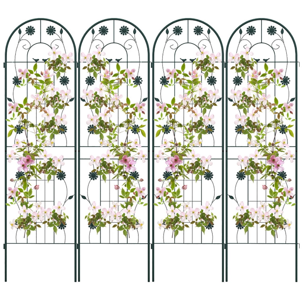 Aimee Lii 4 Pack 71 x 20 Inches Metal Garden Trellis for Climbing Plants, Tomato Trellis for Raised Garden Bed, Garden Trellis for Vegetables, Green