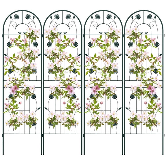 Aimee Lii 4 Pack 71 x 20 Inches Metal Garden Trellis for Climbing Plants, Tomato Trellis for Raised Garden Bed, Garden Trellis for Vegetables, Green
