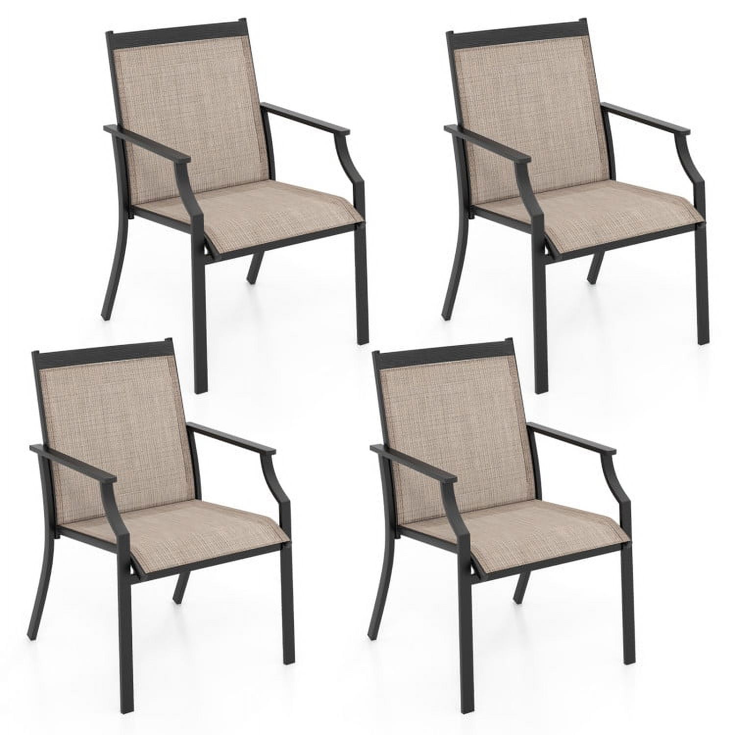 Aimee Lii 4 Piece Patio Dining Chairs, Large Outdoor Chairs with Breathable Seat and Metal Frame, Coffee Aimee Lii 4 Piece Patio Dining Chairs, Large Outdoor Chairs with Breathable Seat and Metal Frame, Coffee