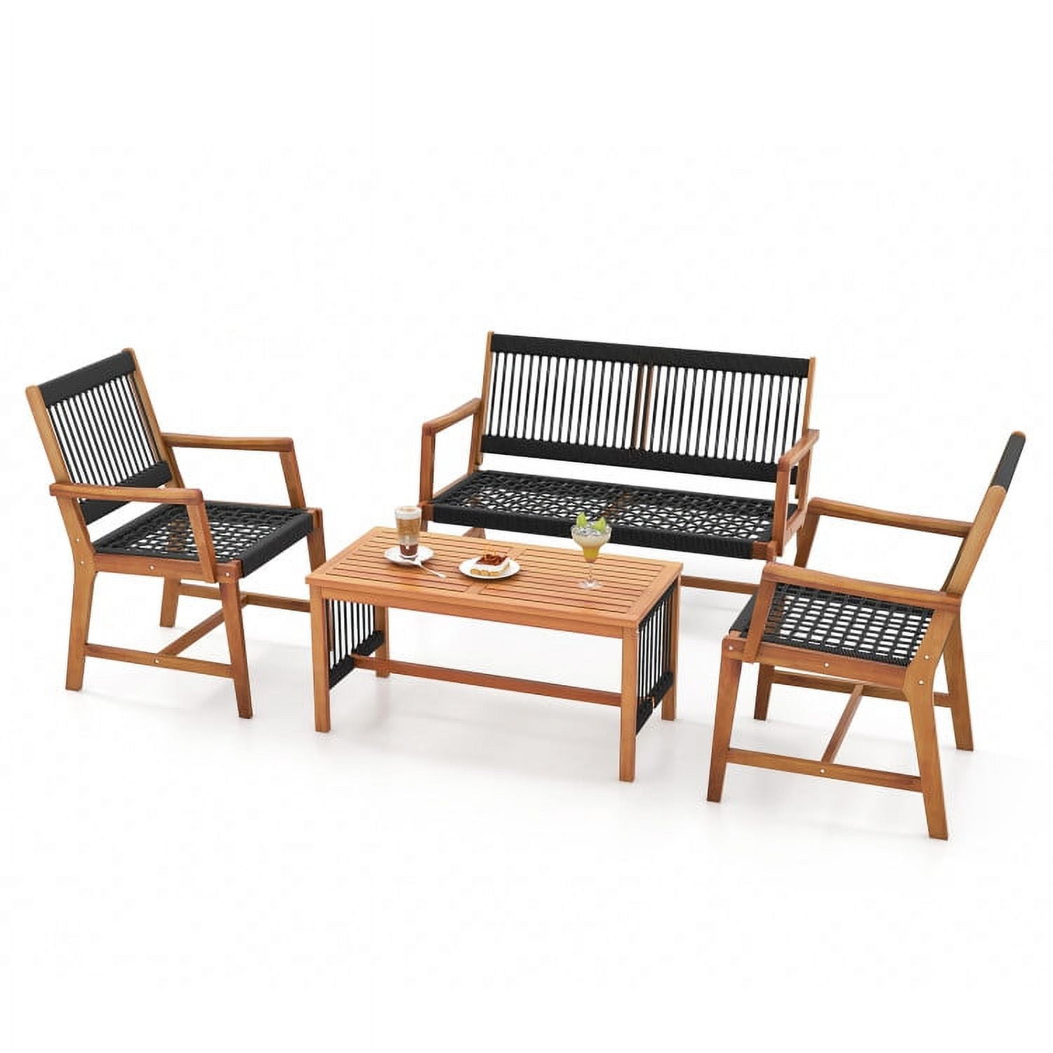 Aimee Lii 4 Pieces Acacia Wood Patio Furniture Set, Patio Table and Chairs Set, Outdoor Patio Set Aimee Lii 4 Pieces Acacia Wood Patio Furniture Set, Patio Table and Chairs Set, Outdoor Patio Set