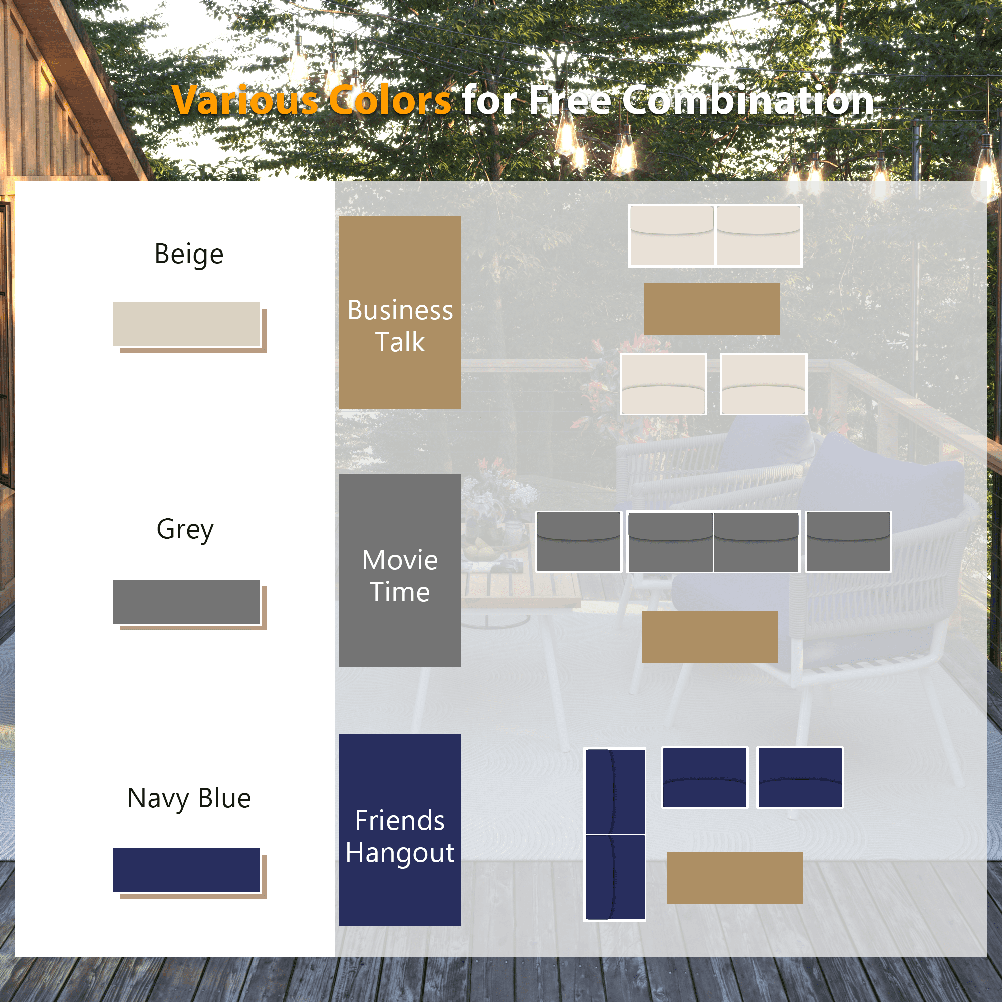 Aimee Lii 4-Pieces Boho Patio Furniture Set, Patio Conversation Set with Acacia Wood Table and Thick Cushion, Outdoor Furniture for Backyard Porch Balcony, Gray Aimee Lii 4-Pieces Boho Patio Furniture Set, Patio Conversation Set with Acacia Wood Table and Thick Cushion, Outdoor Furniture for Backyard Porch Balcony, Gray