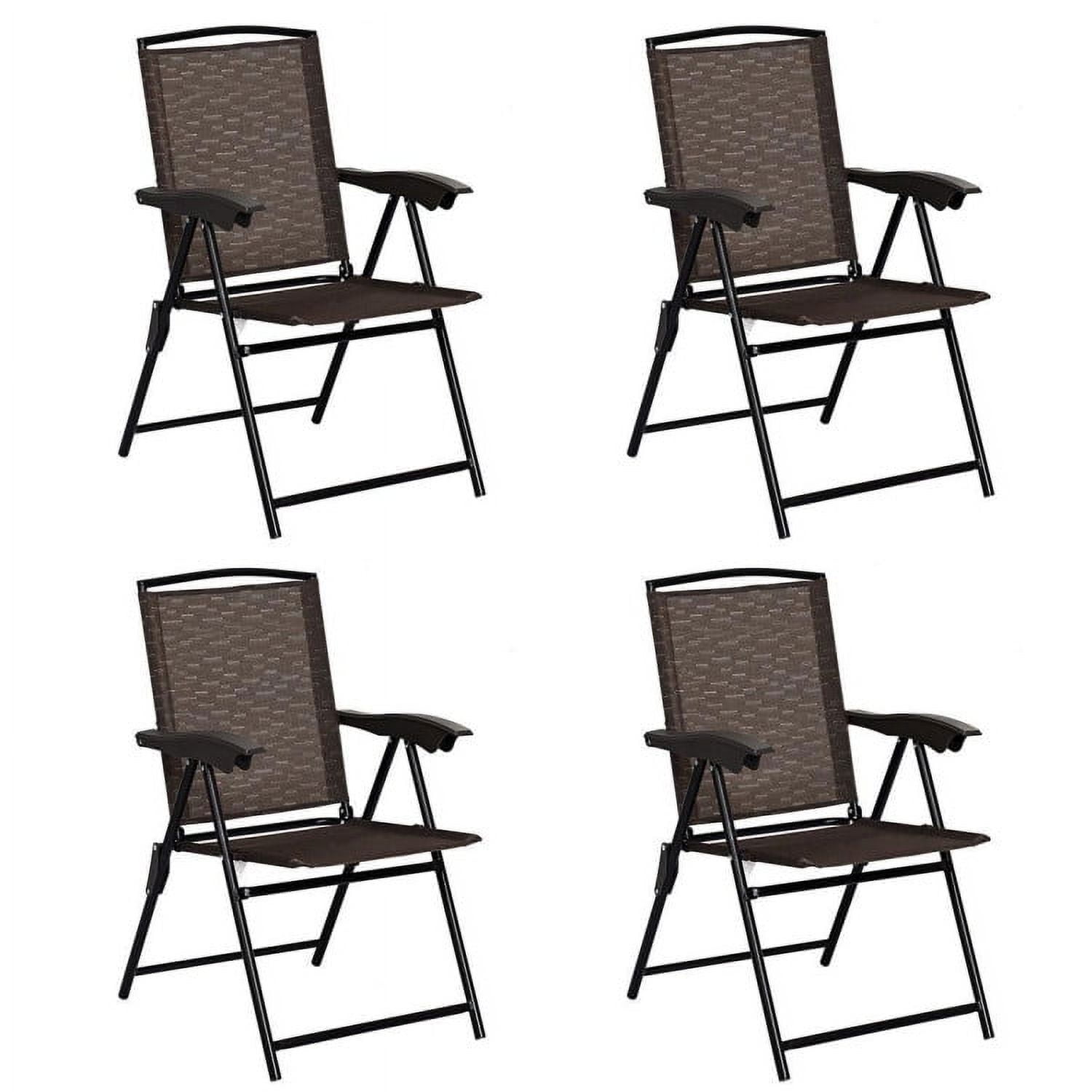Aimee Lii 4 Pieces Folding Dining Chairs with Steel Armrests and Sling Back, Outdoor Patio Set Aimee Lii 4 Pieces Folding Dining Chairs with Steel Armrests and Sling Back, Outdoor Patio Set