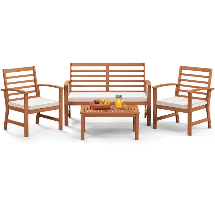 Aimee Lii 4 Pieces Outdoor Furniture Set with Stable Acacia Wood Frame, Patio Furniture Sets, Beige Aimee Lii 4 Pieces Outdoor Furniture Set with Stable Acacia Wood Frame, Patio Furniture Sets, Beige