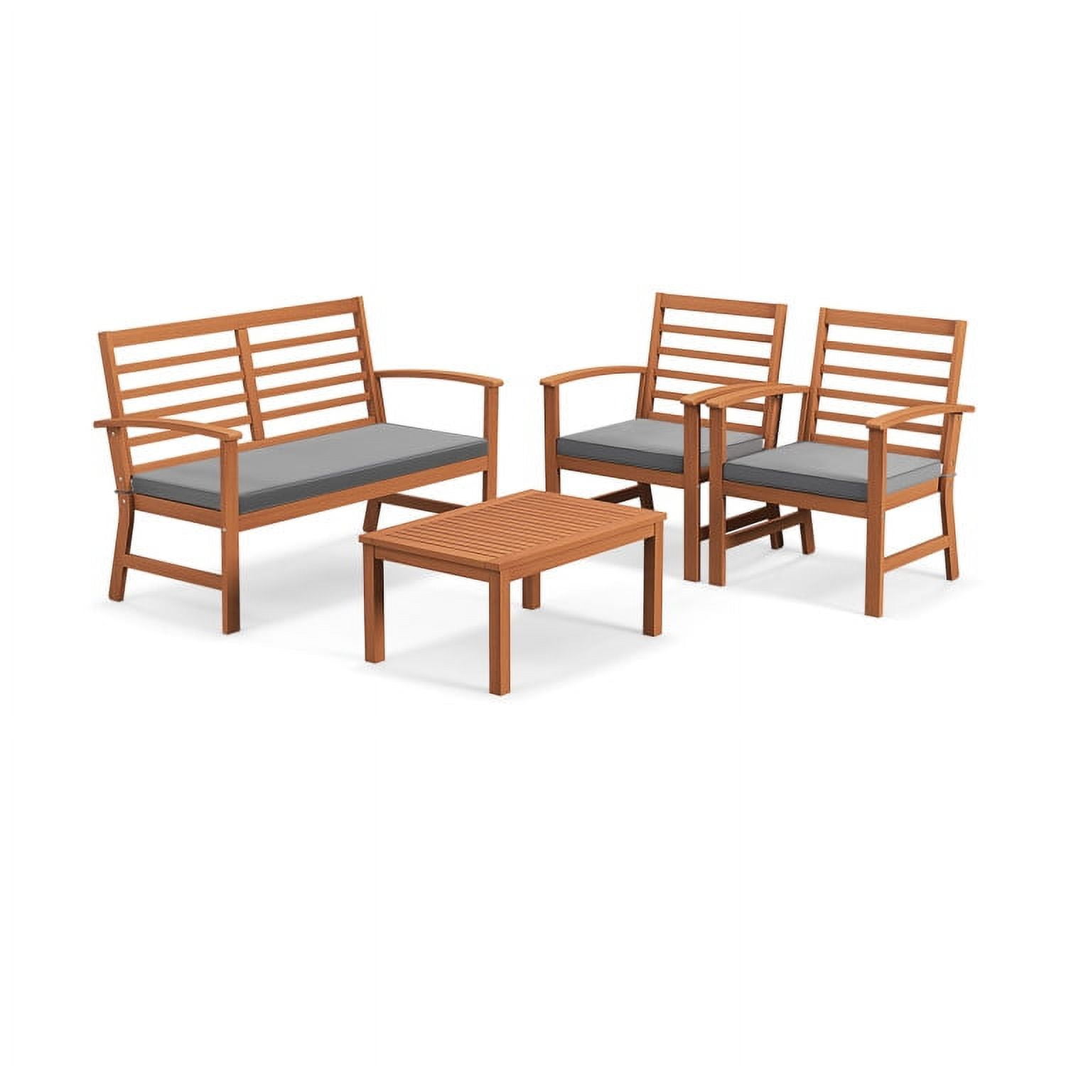 Aimee Lii 4 Pieces Outdoor Furniture Set with Stable Acacia Wood Frame, Patio Furniture Sets, Gray Aimee Lii 4 Pieces Outdoor Furniture Set with Stable Acacia Wood Frame, Patio Furniture Sets, Gray