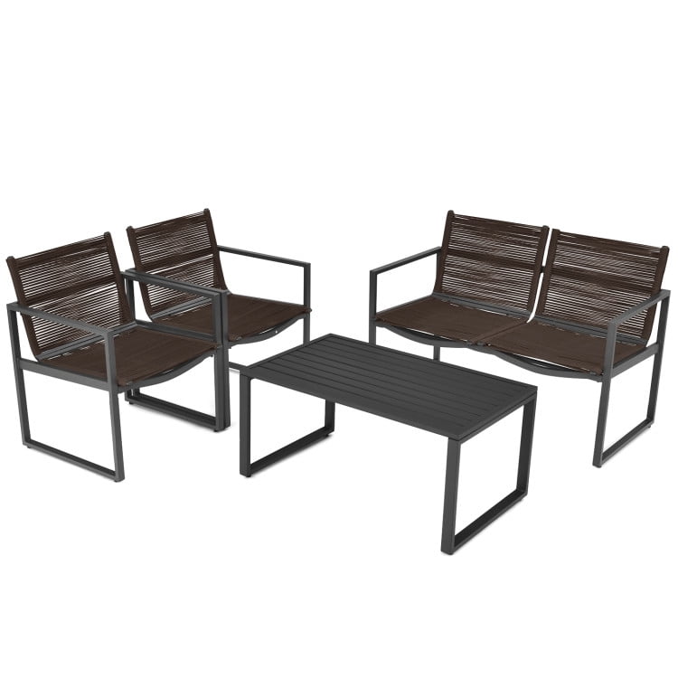 Aimee Lii 4 Pieces Patio Furniture Conversation Set with Sofa Loveseat, Small Patio Set, Black Aimee Lii 4 Pieces Patio Furniture Conversation Set with Sofa Loveseat, Small Patio Set, Black