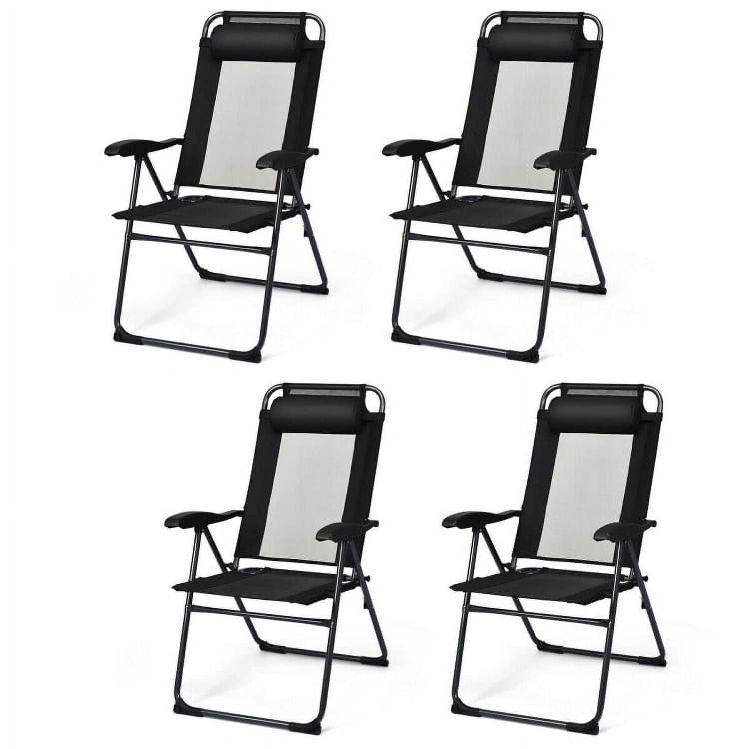 Aimee Lii 4 Pieces Patio Garden Adjustable Reclining Folding Chairs with Headrest, Outdoor Patio Set, Black Aimee Lii 4 Pieces Patio Garden Adjustable Reclining Folding Chairs with Headrest, Outdoor Patio Set, Black