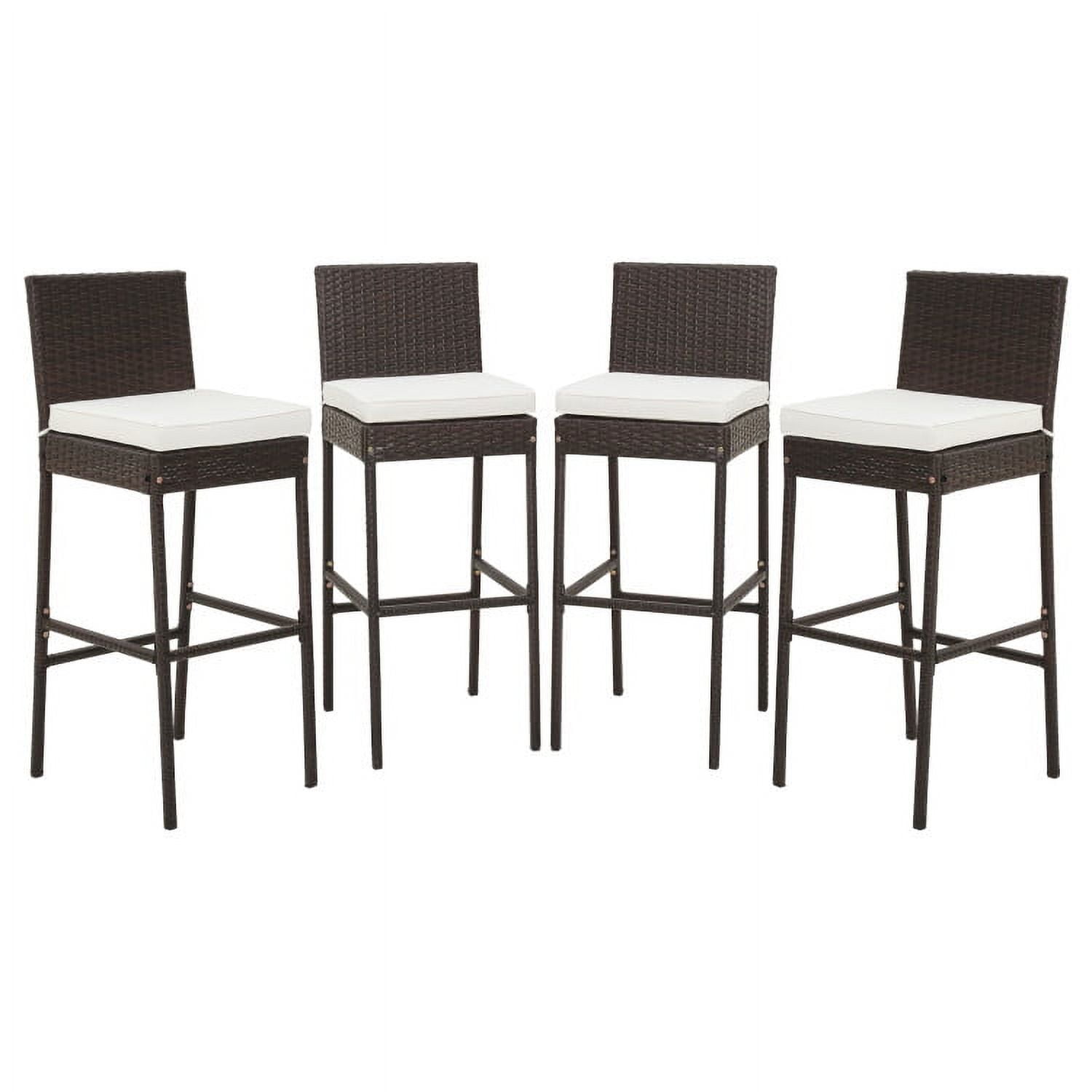 Aimee Lii 4 Pieces Patio Wicker Barstools with Seat Cushion and Footrest, Outdoor Patio Furniture Aimee Lii 4 Pieces Patio Wicker Barstools with Seat Cushion and Footrest, Outdoor Patio Furniture
